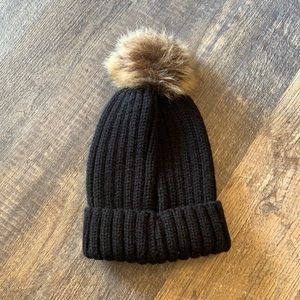 Great Northern black ribbed beanie with pom-pom